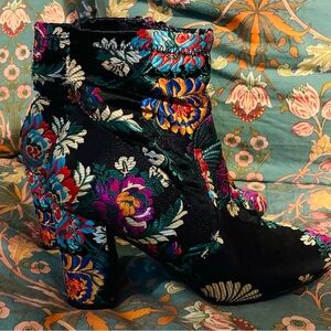Steve Madden Black Floral Ankle Boots